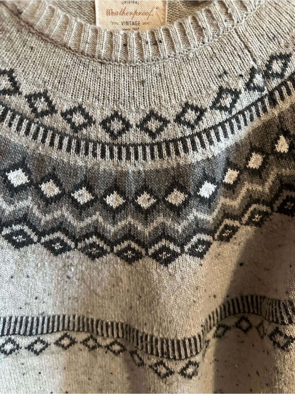 Weatherproof Vintage Women’s XL Fair Isle Sweater Gray Nordic Crewneck Pullover - Picture 3 of 7